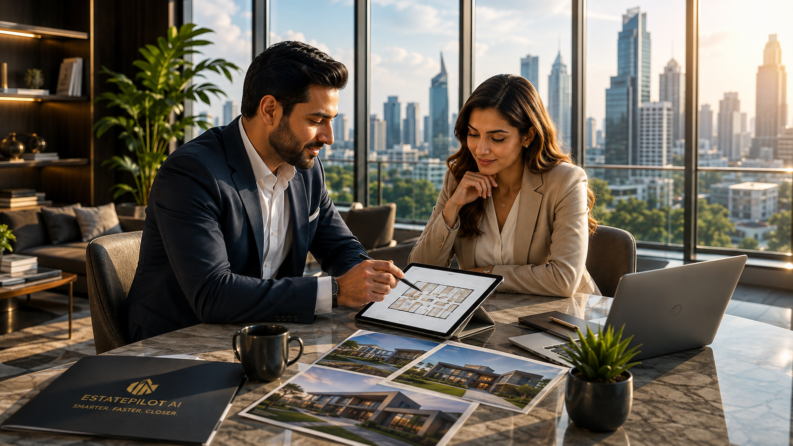 Real-estate professionals reviewing a property opportunity